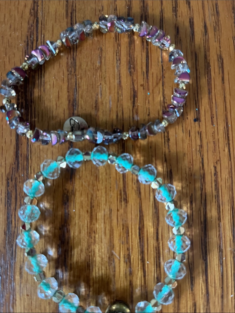 Erimish Turquoise & Iridescent Purple Beaded Stretch Bracelet Set